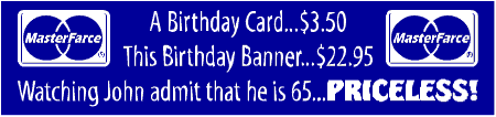Priceless 65th Birthday Banner Spoof