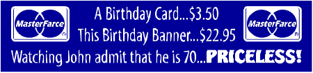Priceless 70th Birthday Banner Spoof