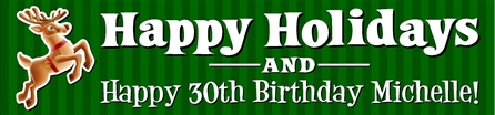 Happy Holidays and Happy Birthday Banner with Reindeer
