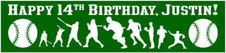 Baseball Player Silhouette Series Birthday Banner
