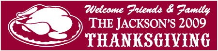 3-Line Classic Custom Text Thanksgiving Banner with Turkey Platter