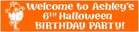 Child and Pumpkin Kids Halloween Birthday Banner